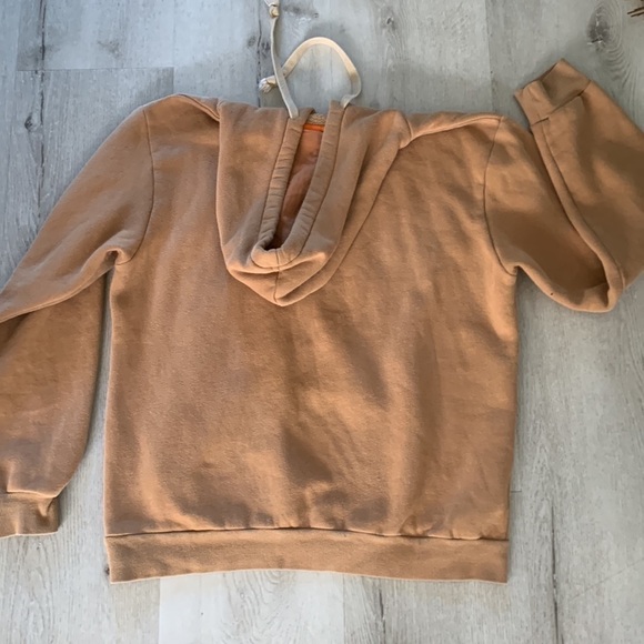 atelier new regime sweatshirt hooded campus size L tan white logo unisex - Picture 12 of 12